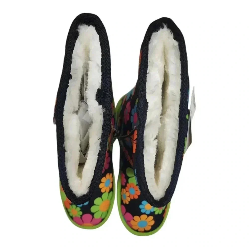 Y2K Flower Power Winter Boots Faux Fur Lined Retro Hippie Floral Sz 7 - Picture 8 of 16